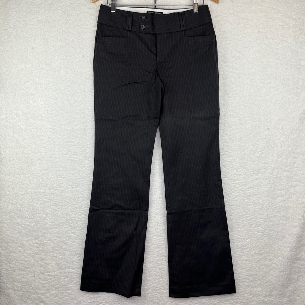 Banana Republic Martin Fit Black Pinstripe Trousers Dress Pants 6R Womens 2904